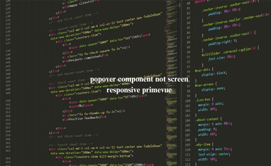 popover component not screen responsive primevue