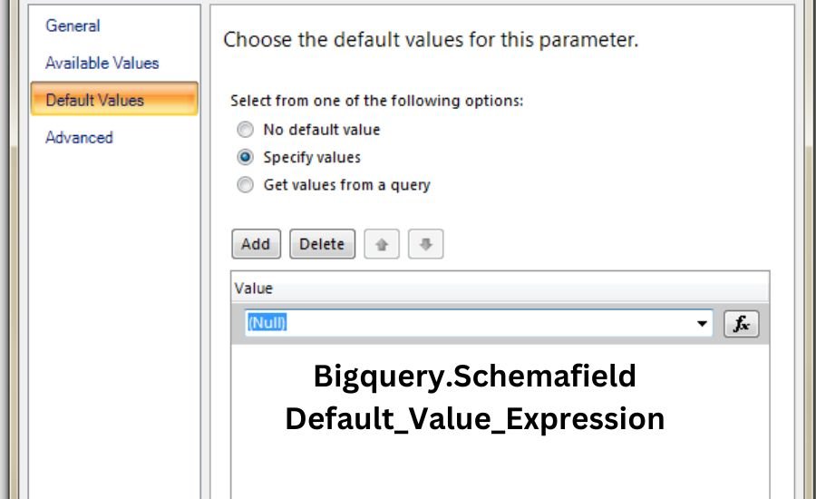 bigquery.schemafield default_value_expression