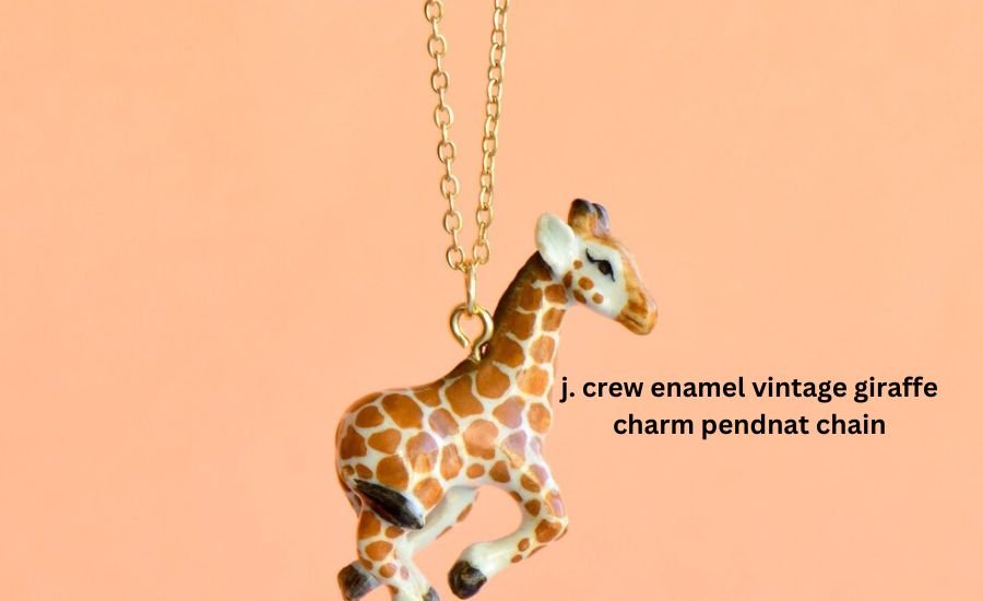 j. crew enamel vintage giraffe charm pendnat chain