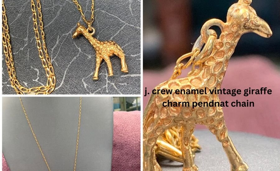 j. crew enamel vintage giraffe charm pendnat chain