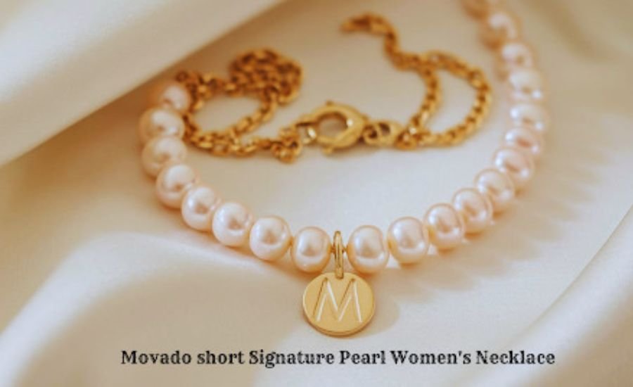 movado short signature pearl neckalce